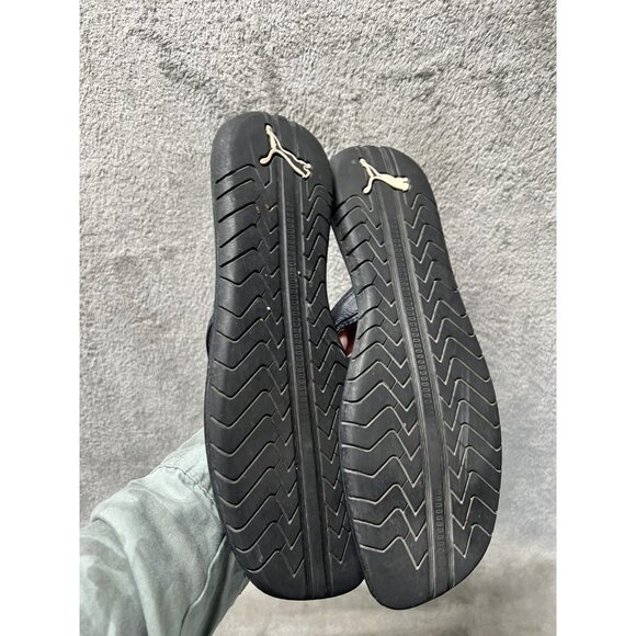 Men’s Puma Men’s 12 Navy Blue Shoes Logo Flip Flops Leather Sandals Summer - Picture 6 of 7